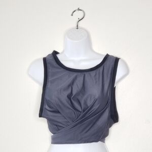 Fabletics Marissa Tie Up Mesh Tank in Black/Pewter Size Large